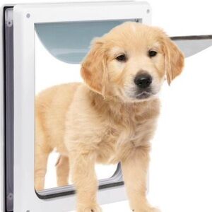 New 2 Ways Locking Pet Entry Door w/ Transparent Flap for Dogs / Cats (Medium)